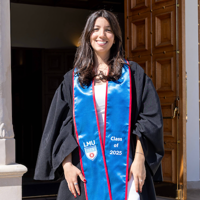 Lauren in gown outside